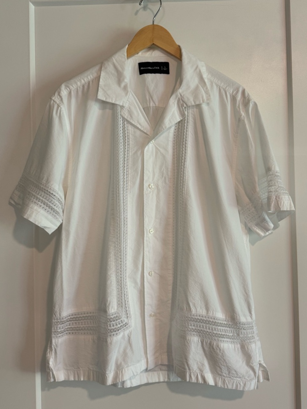 Abercrombie & Fitch Casual Camp Collar Button Down with Crochet Detail